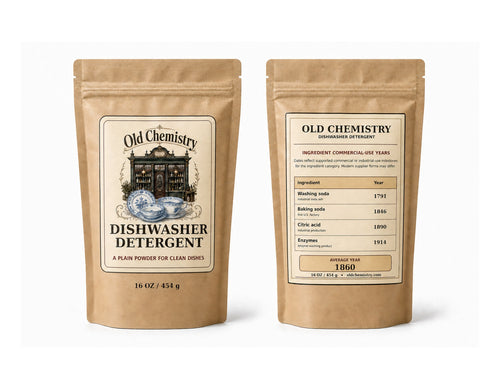 Old Chemistry Dishwasher Detergent front and back pouch